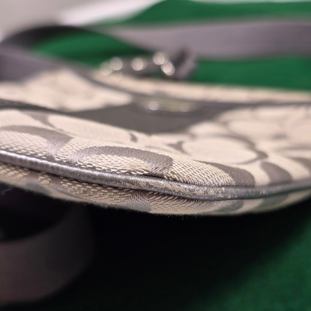 Coach Signature Crossbody File Bag Grey Silver Metallic Adjustable Strap 43976 - Picture 10 of 13